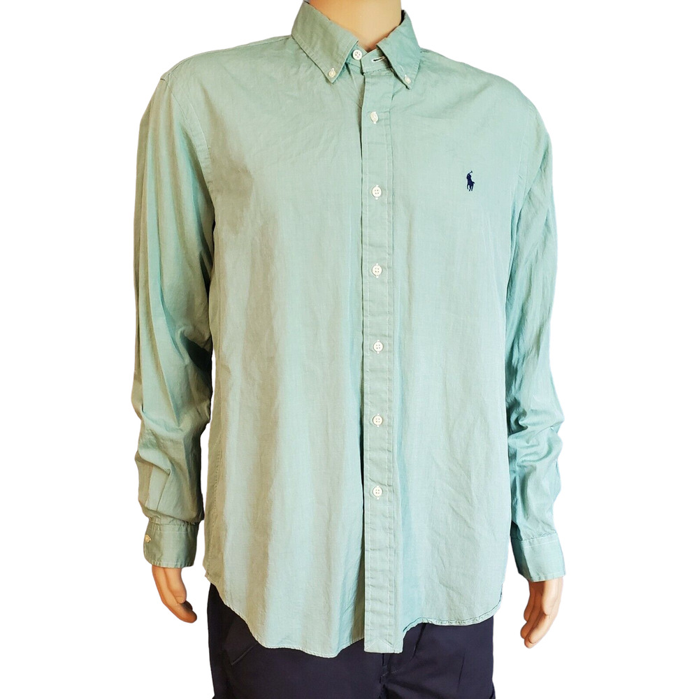 Ralph Lauren Mens Shirt XL Button Up Long Sleeve Cotton RN 41381 Green